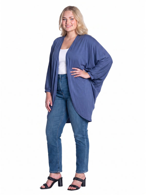 24seven Comfort Basic Curvy Soft Stretch Open Front Cardigan Jacket