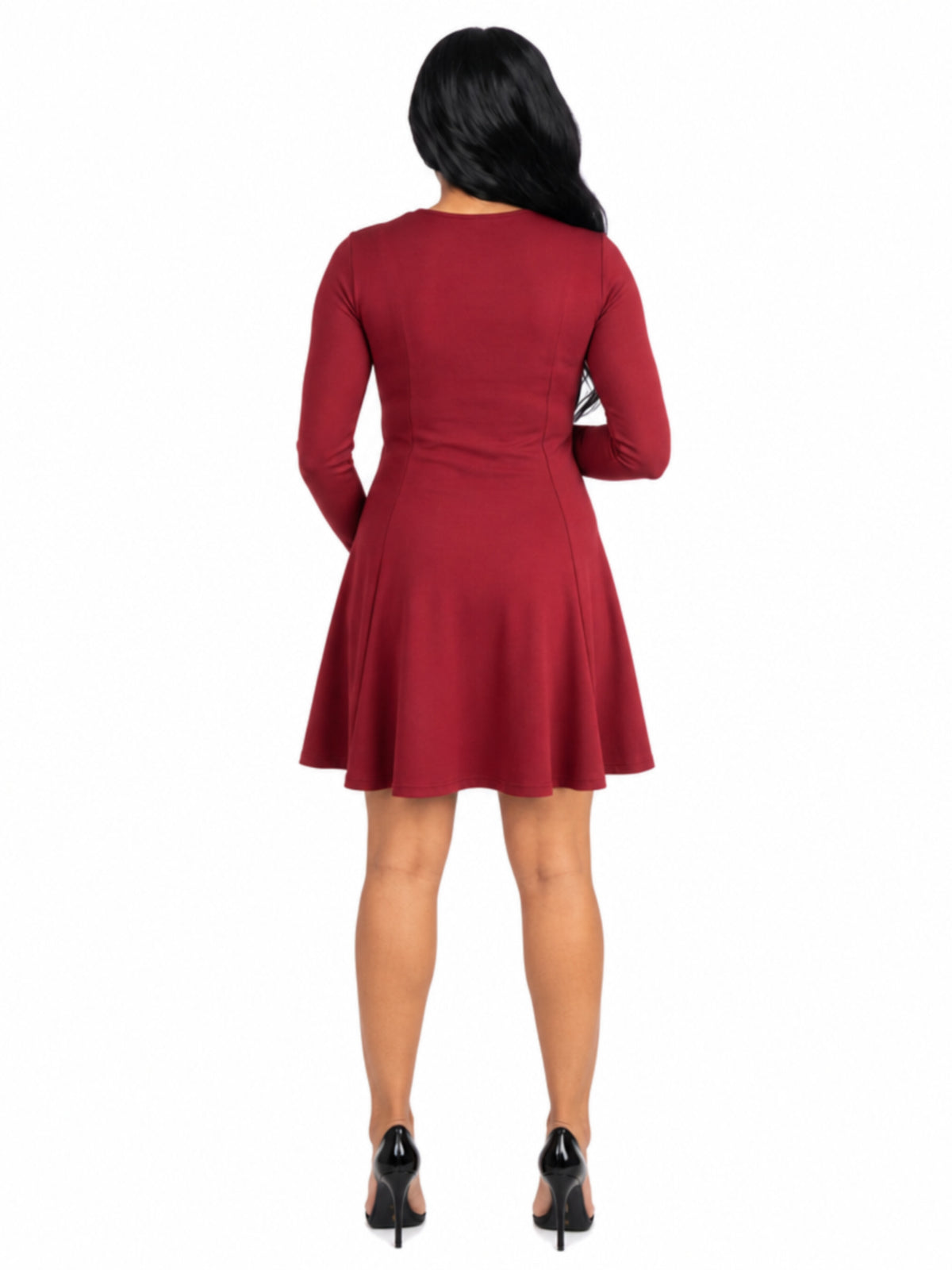 24seven Comfort Essential Maternity Square Neck Long Sleeve Knee Length Skater Dress