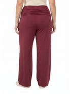24seven Comfort Basic Curvy Soft Stretch Ruched Waist Wide Leg Pants