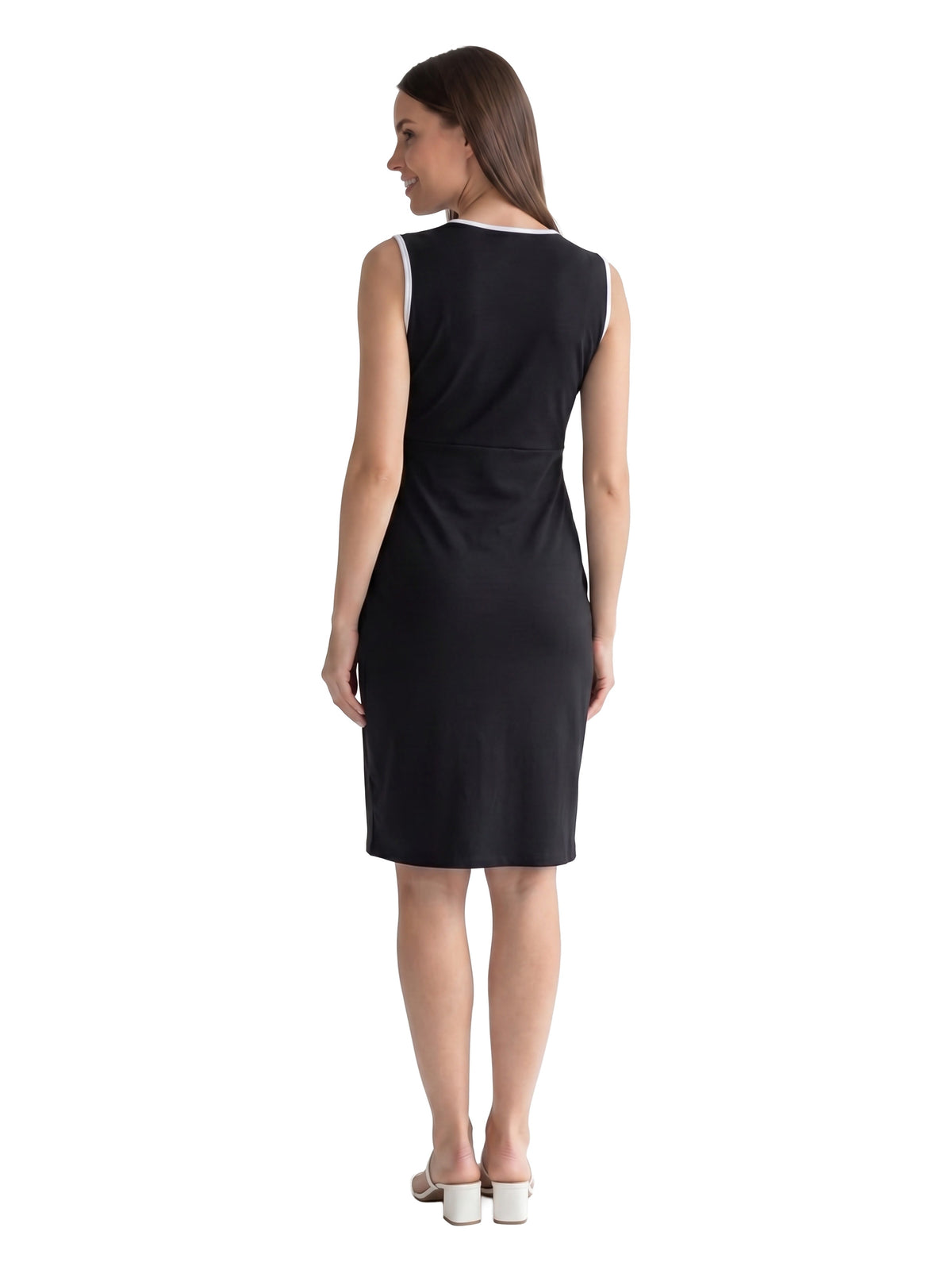 24seven Comfort Essential Maternity V Neck Sleeveless Faux Wrap Tulip Hemline Midi Dress