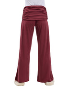 24seven Comfort Basic Womens Soft Stretch Ruched Waist Wide Leg Pants