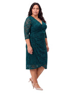 24seven Comfort Elevate Curvy Lace Wrap Dress with Three-Quarter Sleeves