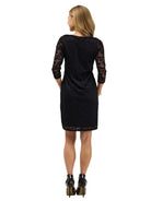24seven Comfort Elevate Womens Elegant Floral Lace Three-Quarter Sleeve Dress