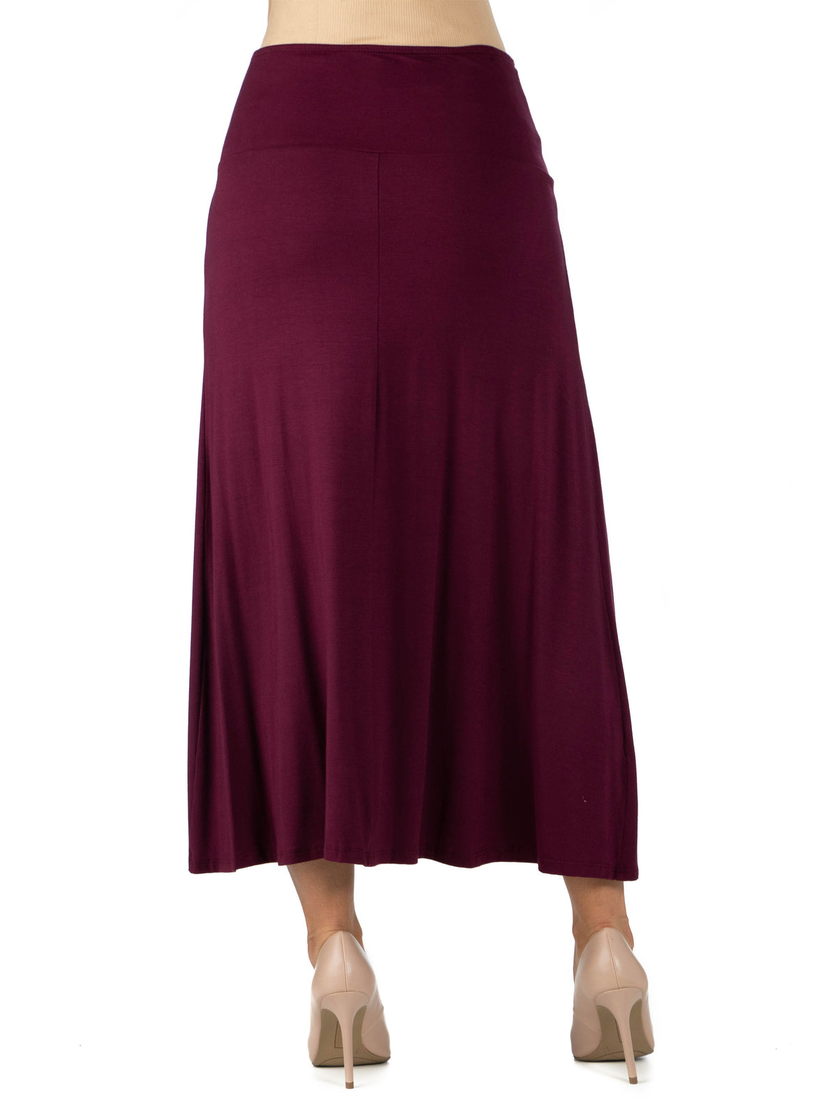 24seven Comfort Basic Maternity Elastic Waist Ankle Length A Line Maxi Skirt