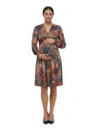 24seven Comfort Elevate Maternity Long Sleeve V Neck Empire Waist Knee Length Flare Dress