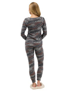 24seven Comfort Essential Womens Soft Stretch Camo Print Long Sleeve Top and Leggings Set
