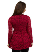 24seven Comfort Elevate Womens Lace Long Sleeve Scoop Neck Tunic Top