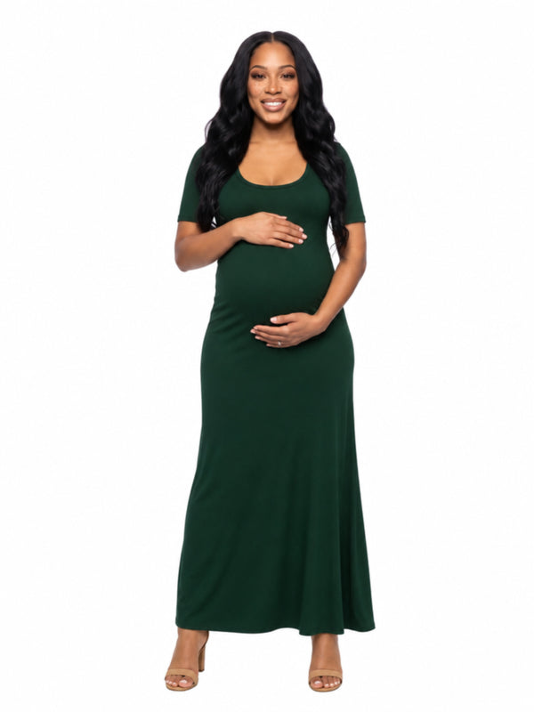 24seven Comfort Essential Maternity Scoop Neck A Line Maxi Dress