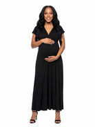 24seven Comfort Essential Maternity Cap Sleeve V Neck Empire Waist A Line Maxi Dress