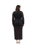 24seven Comfort Elevate Curvy Round Neck Long Sleeve Lace Maxi Dress