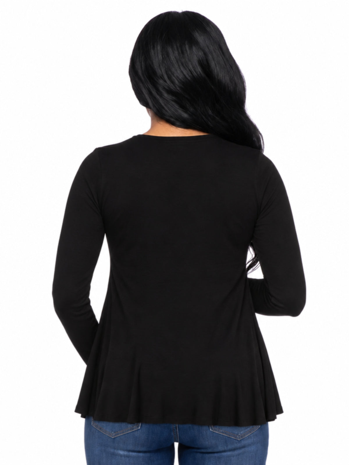 24seven Comfort Basic Maternity Long Sleeve Scoop Neck Swing Style Soft Flare Tunic Top