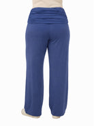 24seven Comfort Basic Curvy Soft Stretch Ruched Waist Wide Leg Pants