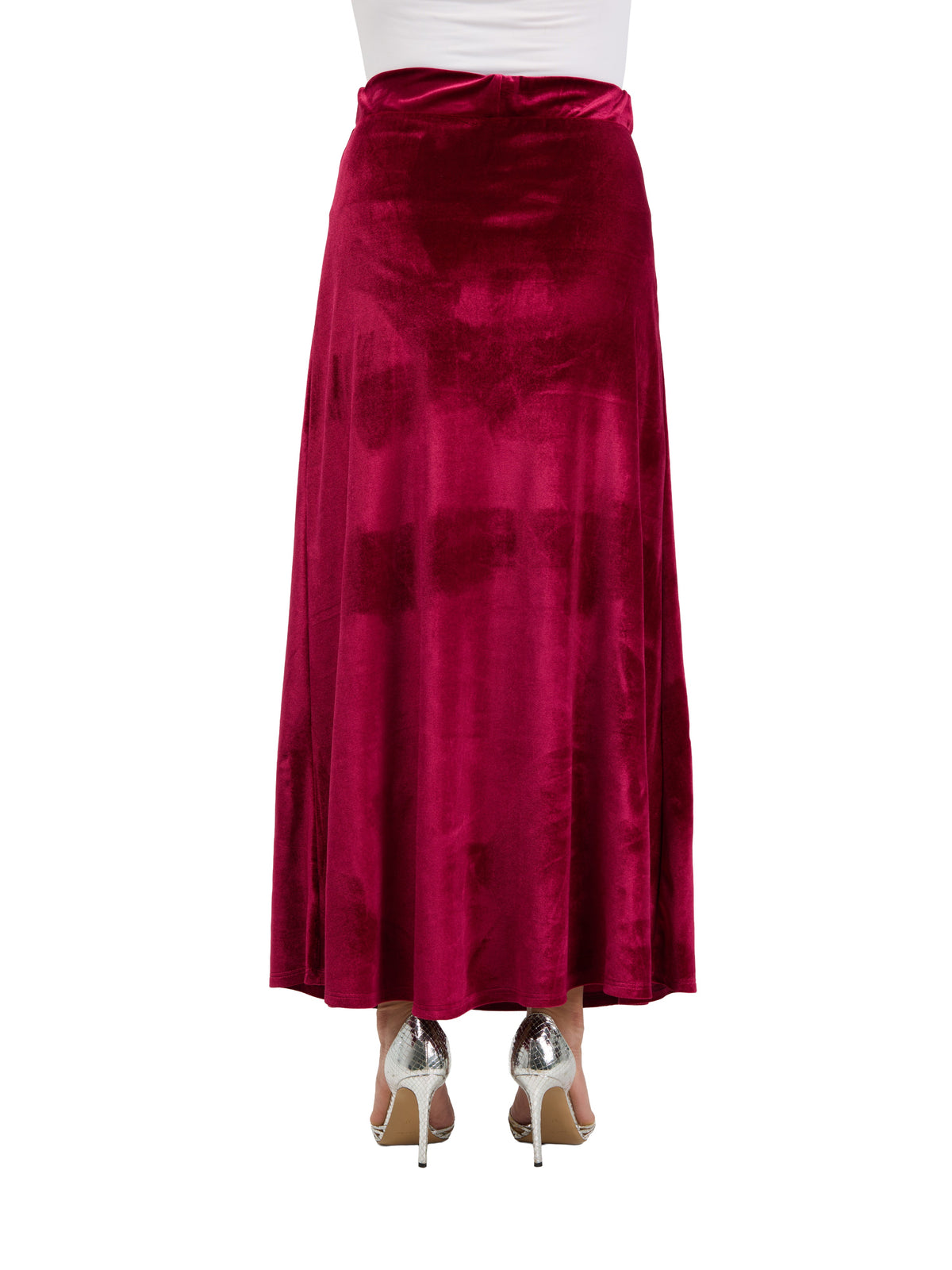 24seven Comfort Elevate Womens Velvet Elastic Waist Soft Stretch Maxi Skirt