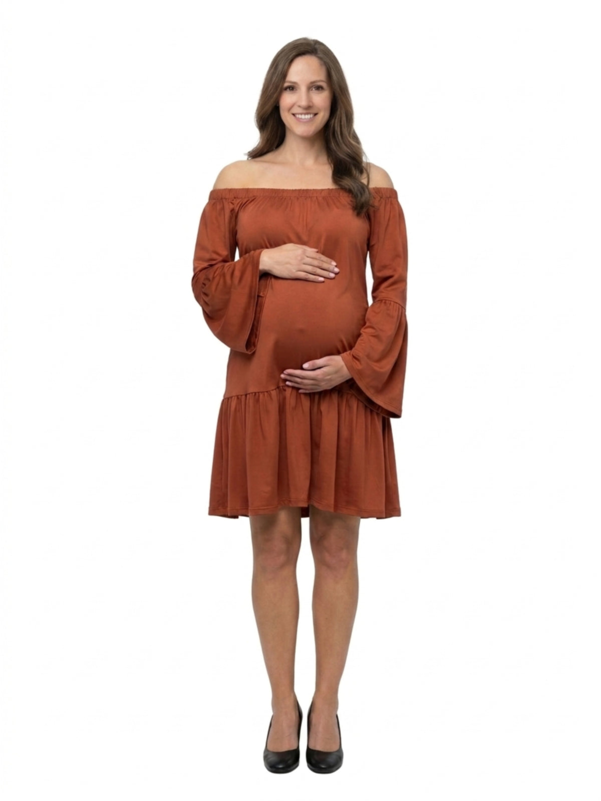 24seven Comfort Elevate Maternity Off the Shoulder Bell Sleeve Dress