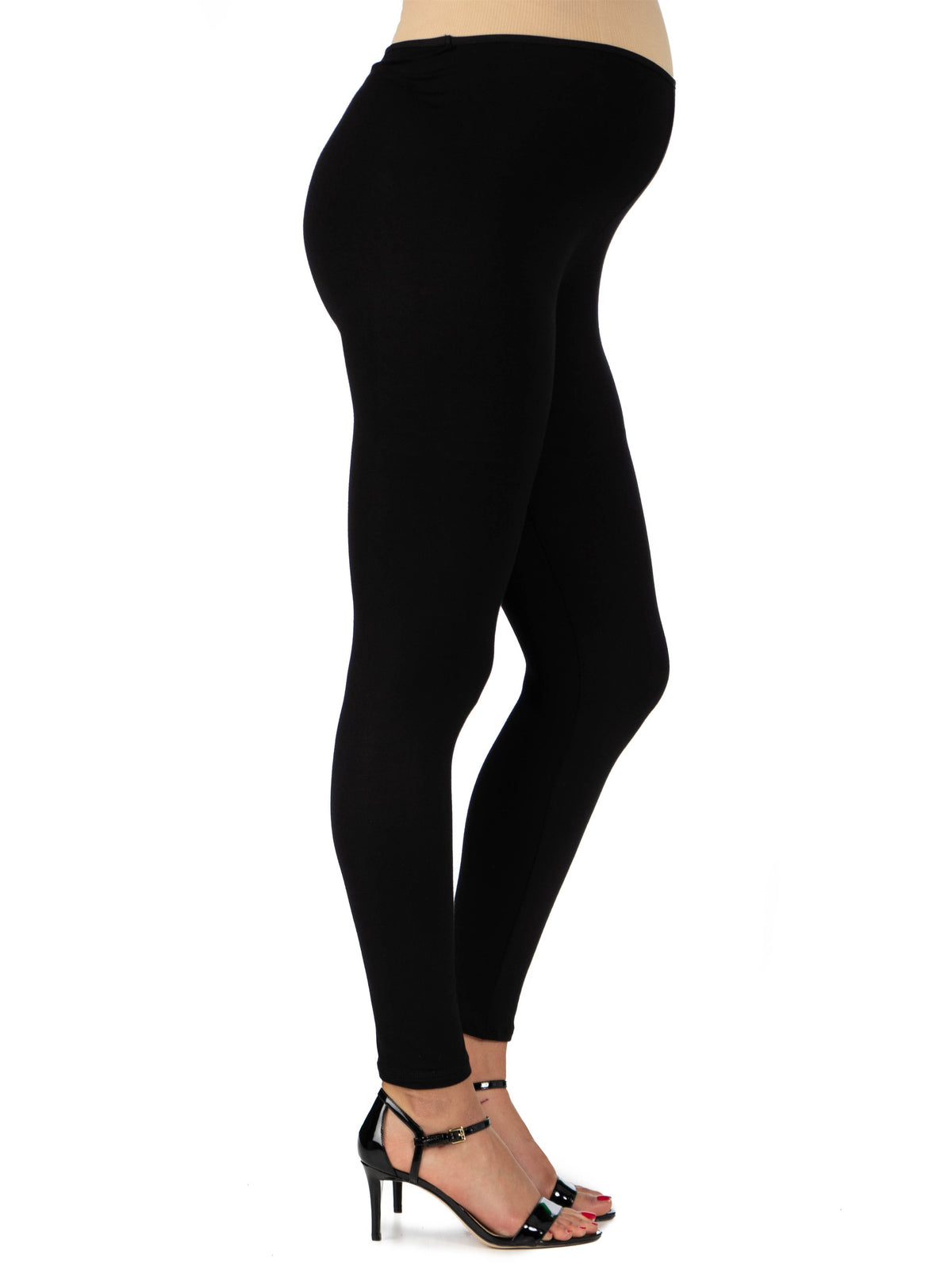 24seven Comfort Basic Maternity Fitted Ankle Length Elastic Waist Comfortable Stretch Leggings