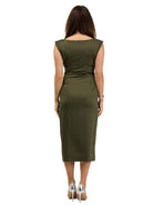 24seven Comfort Elevate Womens Cap Sleeve Twist Midi Dress