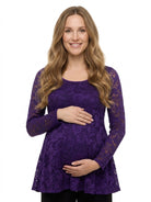 24seven Comfort Elevate Maternity Lace Scoop Neck Long Sleeve Tunic Top