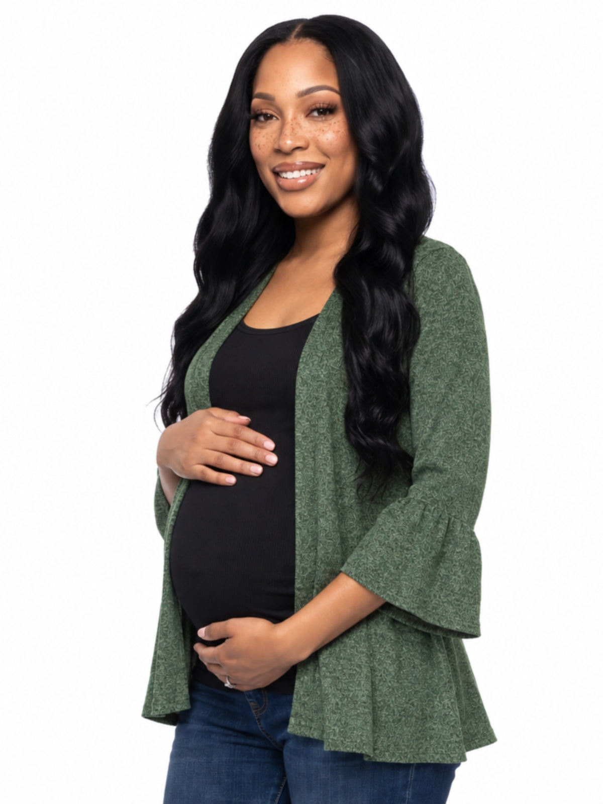 24seven Comfort Essential Maternity Scoop Neckline Bell Sleeve Cardigan Jacket