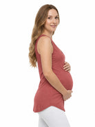 24seven Comfort Basic Maternity V Neck Sleeveless Round Hemline Tunic Tank Top