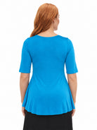 24seven Comfort Basic Maternity Scoop Neck Elbow Swing Flared Tunic Top