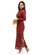 24seven Comfort Elevate Womens Round Neck Long Sleeve Lace Maxi Dress