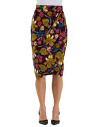 24seven Comfort Elevate Womens Floral Elastic High Waist Knee Length Tulip Pencil Skirt