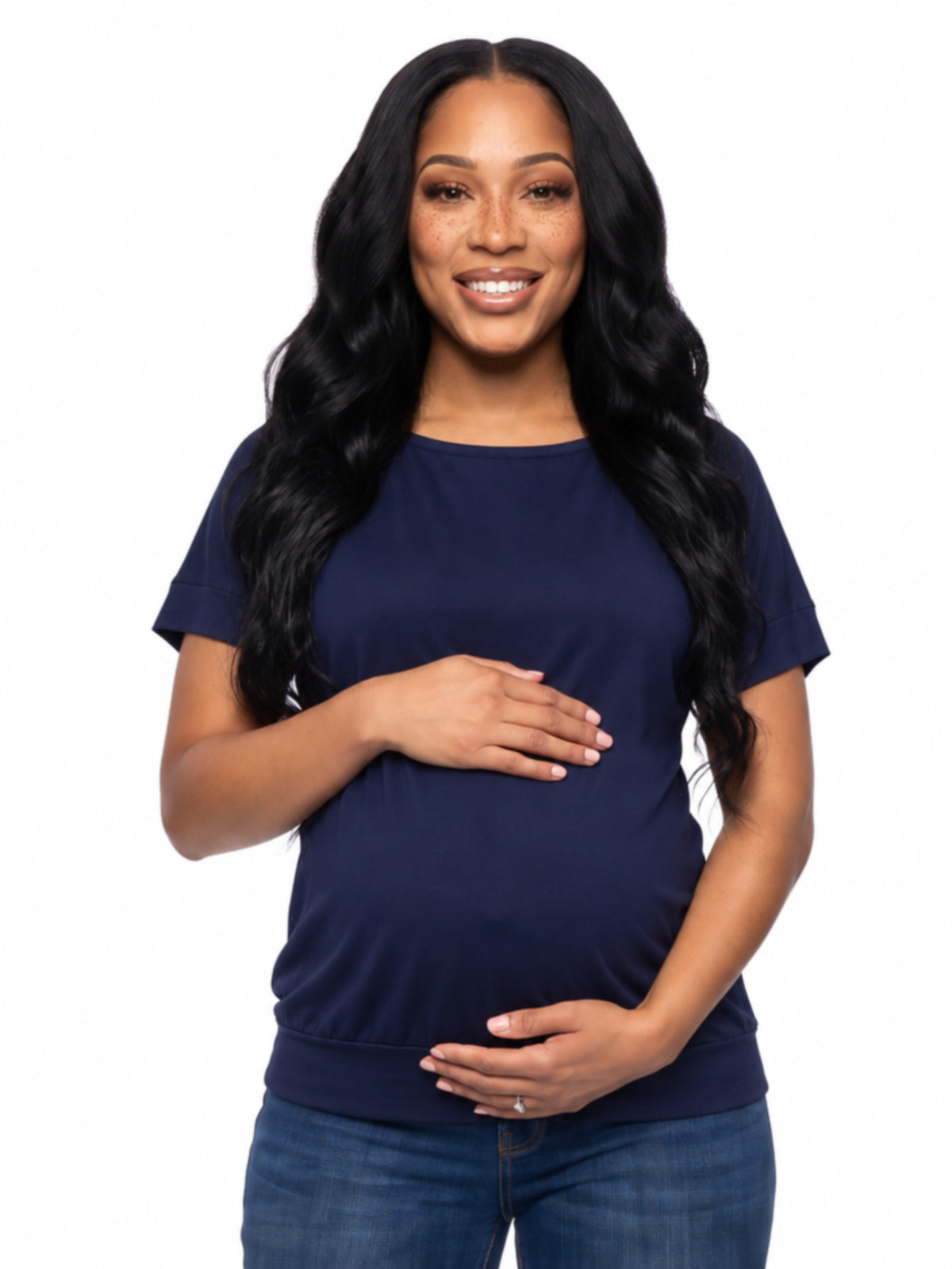 24seven Comfort Basic Maternity Wide Boat Neck Loose Fit Dolman Sleeve Top