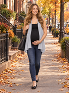 24seven Comfort Basic Maternity Open Front Sleeveless Cascading Drape Jacket