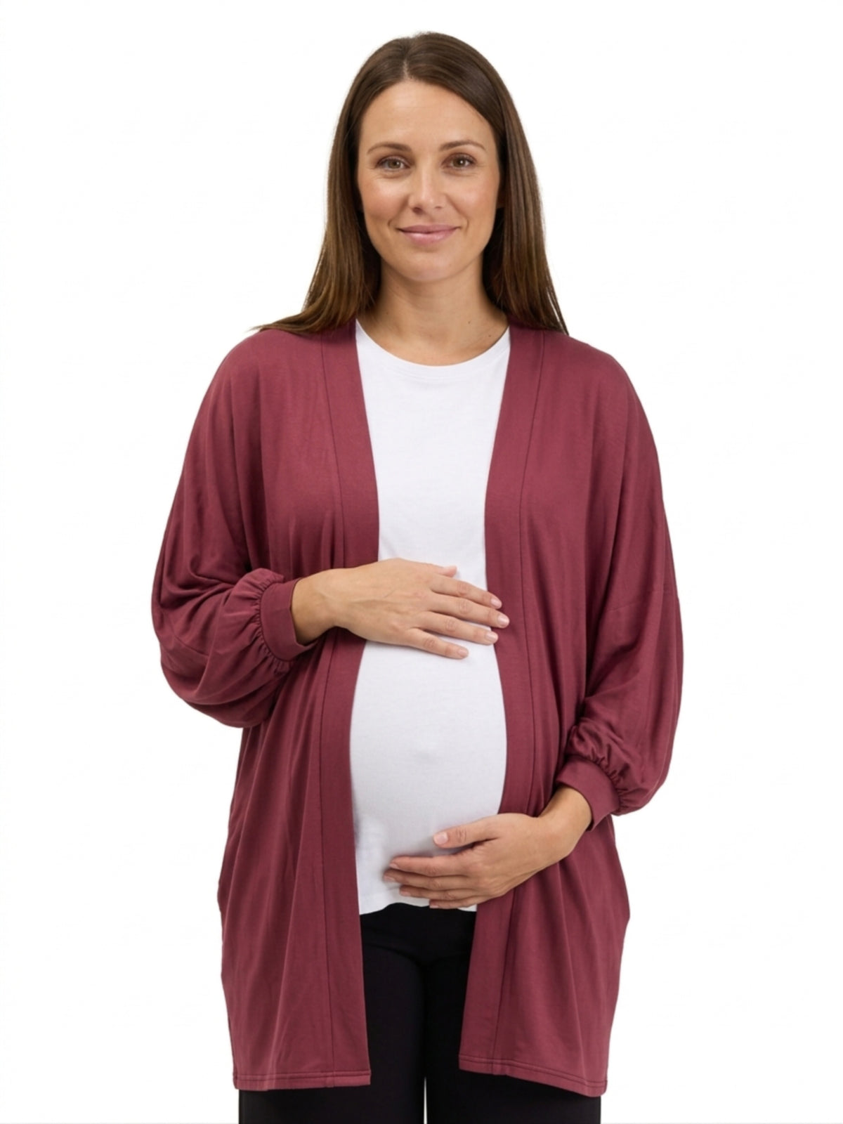 24seven Comfort Basic Maternity Soft Stretch Open Front Cardigan Jacket