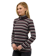 24seven Comfort Essential Womens Turtle Neck Long Sleeve Striped Top