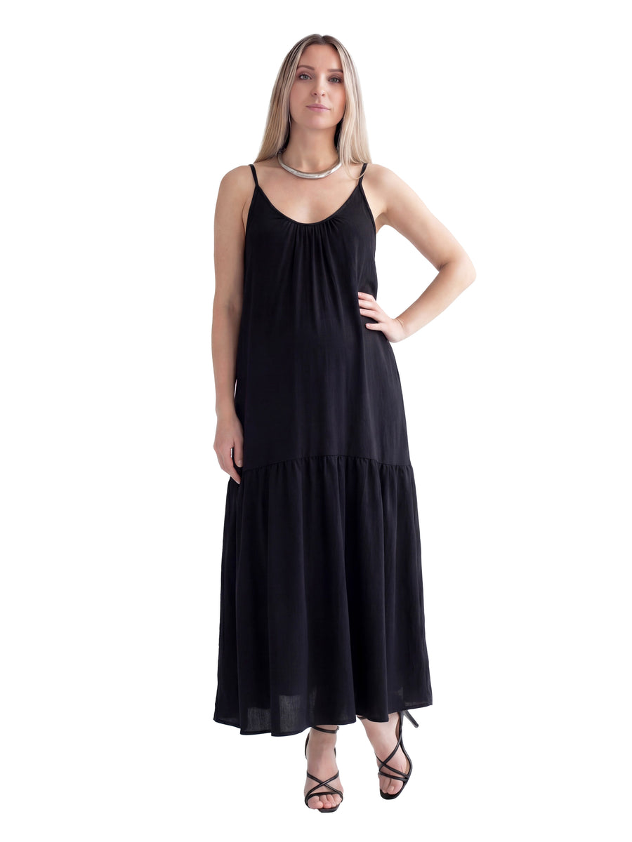 24seven Comfort Essential Maternity Scoop Neck Spaghetti Strap Pocket Maxi Dress