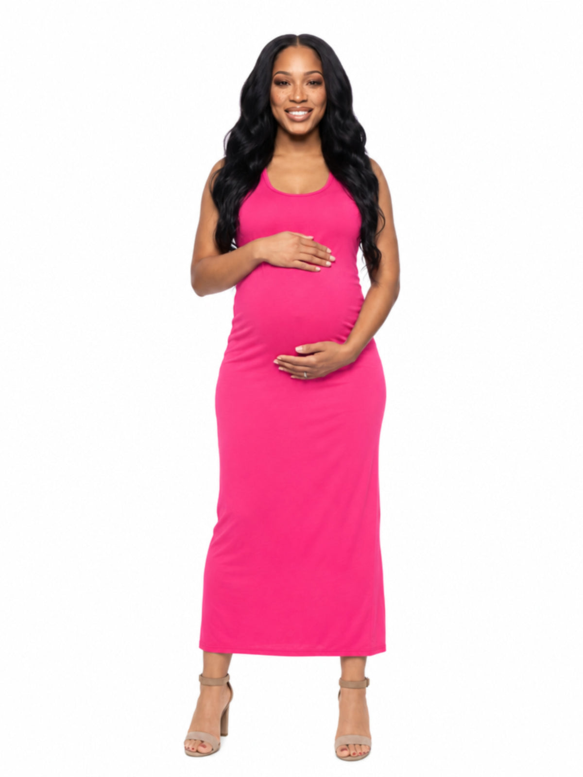 24seven Comfort Essential Maternity Scoop Neck Sleeveless Racerback Maxi Dress