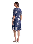24seven Comfort Essential Maternity Floral Scoop Neck Elbow Sleeve Knee Length Skater Dress