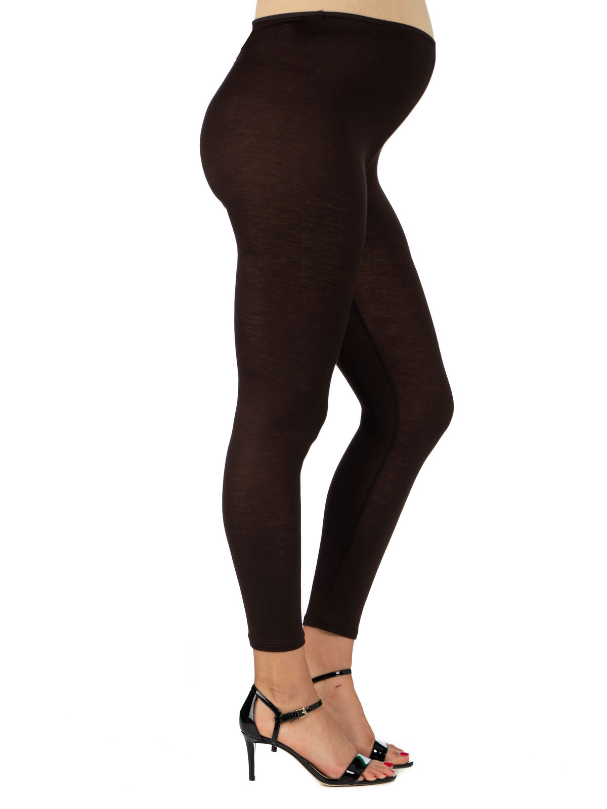 24seven Comfort Basic Maternity Fitted Ankle Length Elastic Waist Comfortable Stretch Leggings