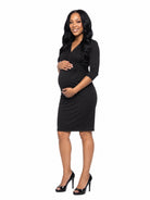 24seven Comfort Essential Maternity V neck Long Sleeve Knee Length Faux Wrap Dress