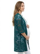 24seven Comfort Elevate Maternity Lace Open Front Three-Quarter Sleeves Jacket