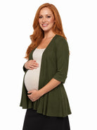 24seven Comfort Basic Maternity Open Front Elbow Sleeve Long Fit Jacket