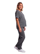 24seven Comfort Basic Maternity Ribbed Knit Dolman Sleeve V Neck Top and Drawstring Wide Leg Pant Set