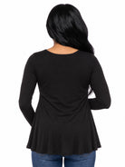 24seven Comfort Basic Maternity V Neck Long Sleeve Soft Flare Henley Style Tunic Top