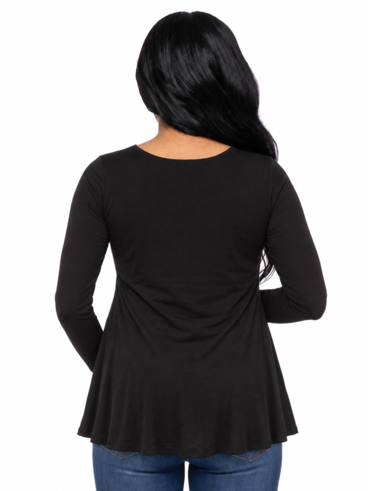 24seven Comfort Basic Maternity V Neck Long Sleeve Soft Flare Henley Style Tunic Top