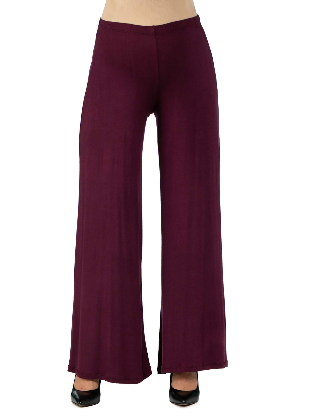 24seven Comfort Basic Maternity Elastic Waist Flared Leg Loose Fit Palazzo Pants