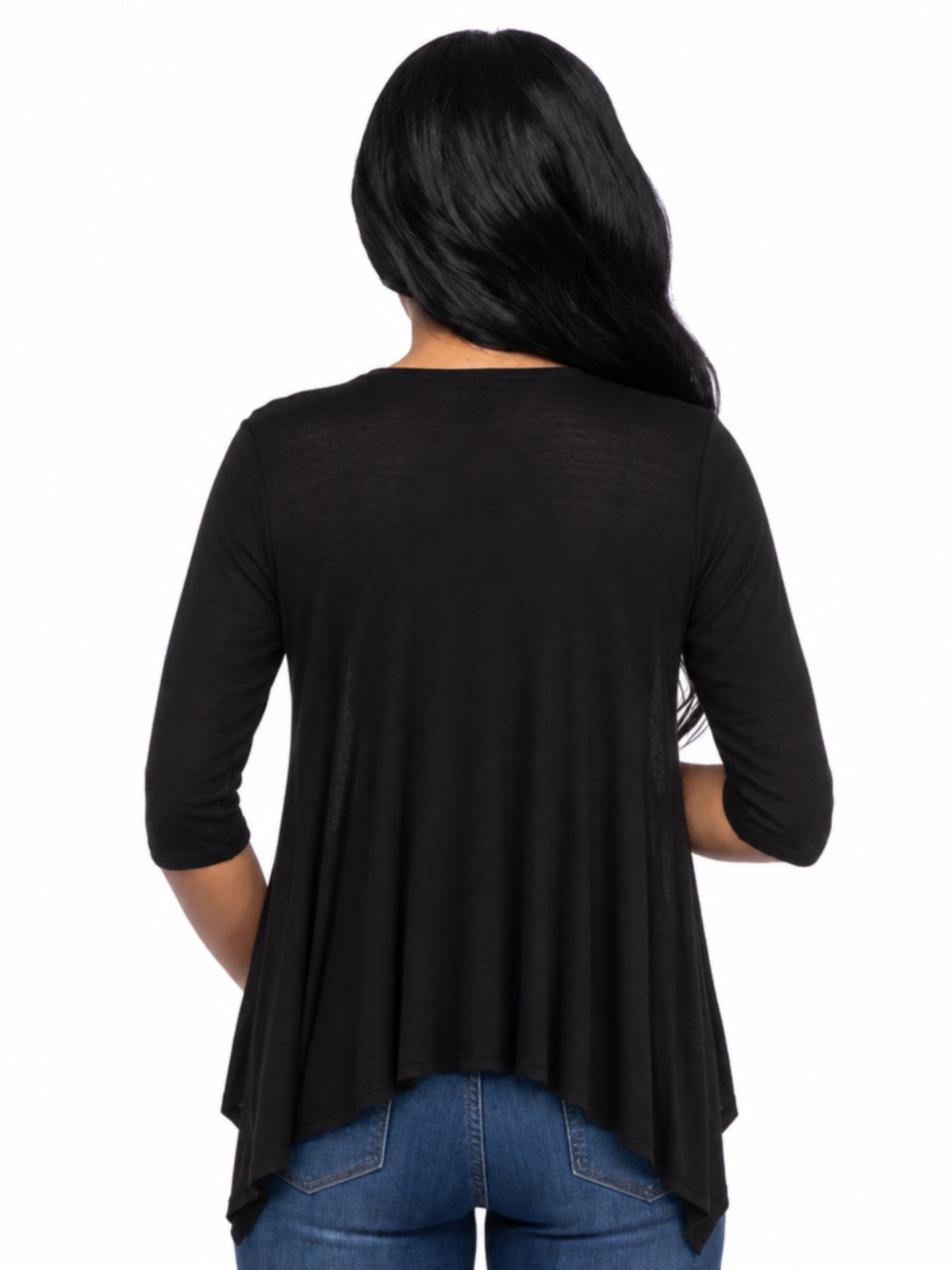 24seven Comfort Basic Maternity Elbow Sleeve Open Front Cascading Shape Jacket