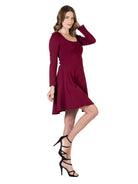 24seven Comfort Essential Petite Square Neck Long Sleeve Fit and Flare Dress