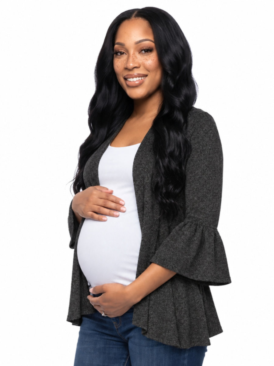 24seven Comfort Essential Maternity Scoop Neckline Bell Sleeve Cardigan Jacket