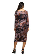 24seven Comfort Essential Maternity Long Sleeve Midi Dress Brown Floral Print