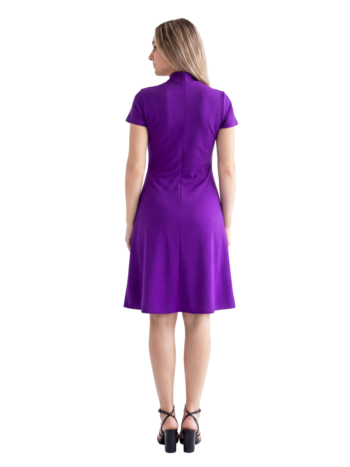 24seven Comfort Essential Maternity Mandarin Collar V Neck Knee Length Faux Wrap Dress