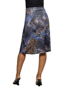 24seven Comfort Essential Maternity Blue Animal Print Elastic Waist Knee Length A Line Skirt