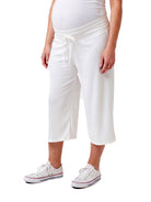 24seven Comfort Basic Maternity Ribbed Knit Drawstring Flared Capri Pants