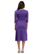 24seven Comfort Elevate Womens V-Neck Three-Quarter Sleeve Wrap Dress