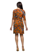 24seven Comfort Essential Petite Floral Three-Quarter Sleeve Wrap Bodycon Dress